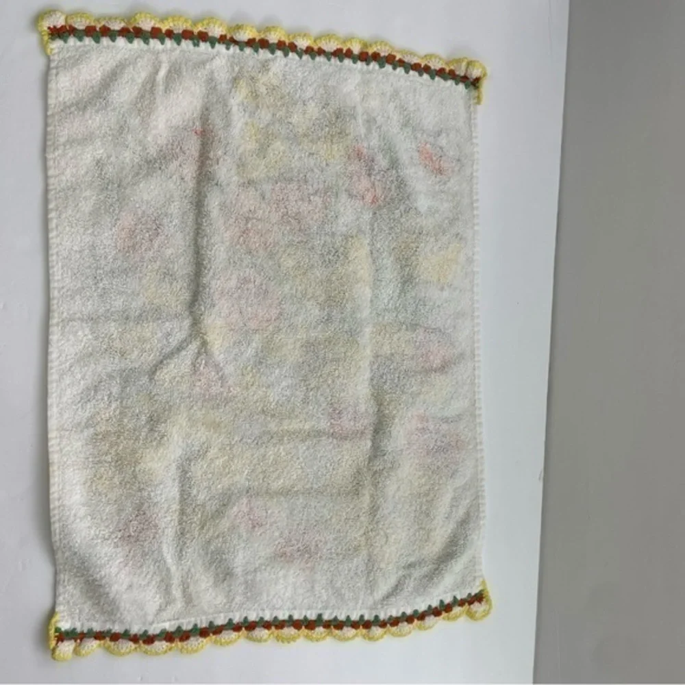 Yellow floral crochet trim‎ hand towel